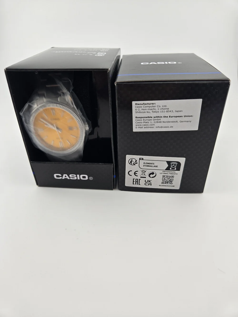 Casio Men's Stainless Steel Watch with Yellow Dial